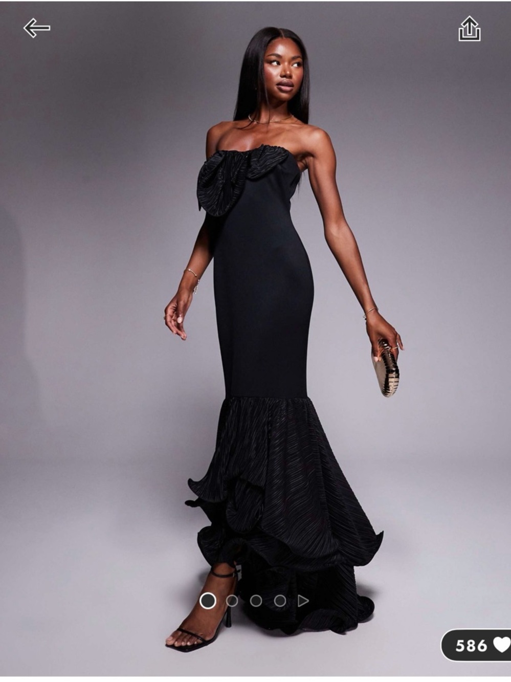 ASOS Black Strapless Mermaid Gown with Sculpted Bow